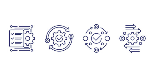 project management, efficiency line icons