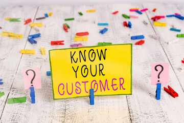 Text sign showing Know Your Customer. Business photo text The idea of business identification and...