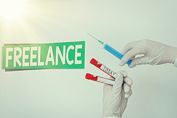 Word writing text Freelance. Business photo showcasing working at different firms rather than being...