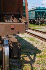 Railway cars are waiting for loading