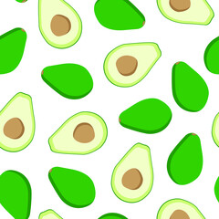 Seamless pattern with avocado. Vector illustration.