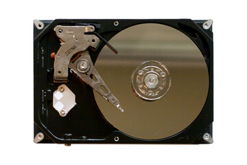 disassembled hard disk drive isolated