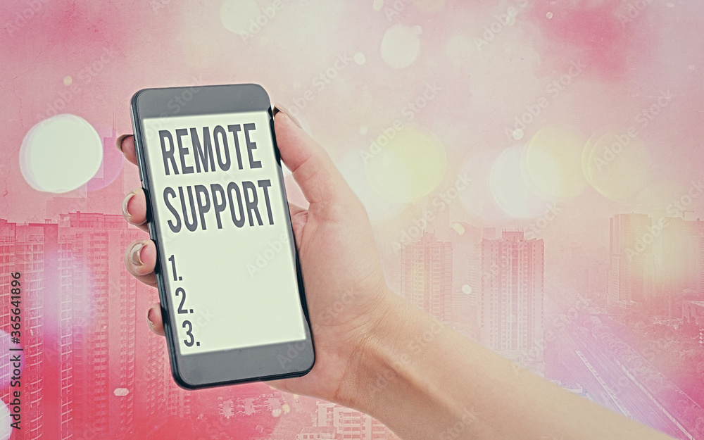 Poster handwriting text remote support. conceptual photo type of secure service, which permits representati