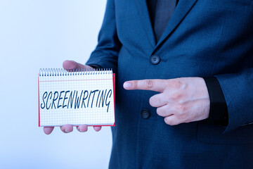 Handwriting text Screenwriting. Conceptual photo the art and craft of writing scripts for media...