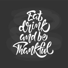 Hand drawn Happy Thanksgiving lettering typography poster