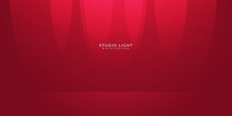 Empty red studio room, used as background for display your products. Red studio background. Empty vivid red color studio room, modern interior wall. Advertisement banner, scarlet velvet website