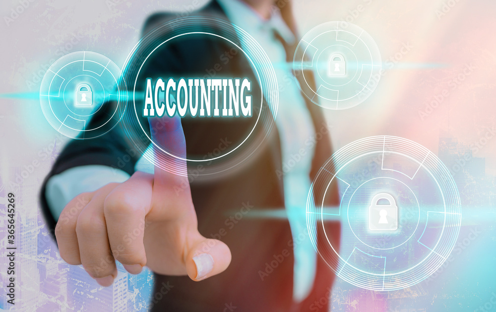 Poster text sign showing accounting. business photo showcasing the documentation of financial transactions 