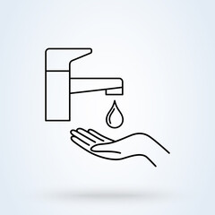 Wash your hands vector illustration in line design style. Perfect icon for prevention of virus infection, sanitary and hygiene concept.