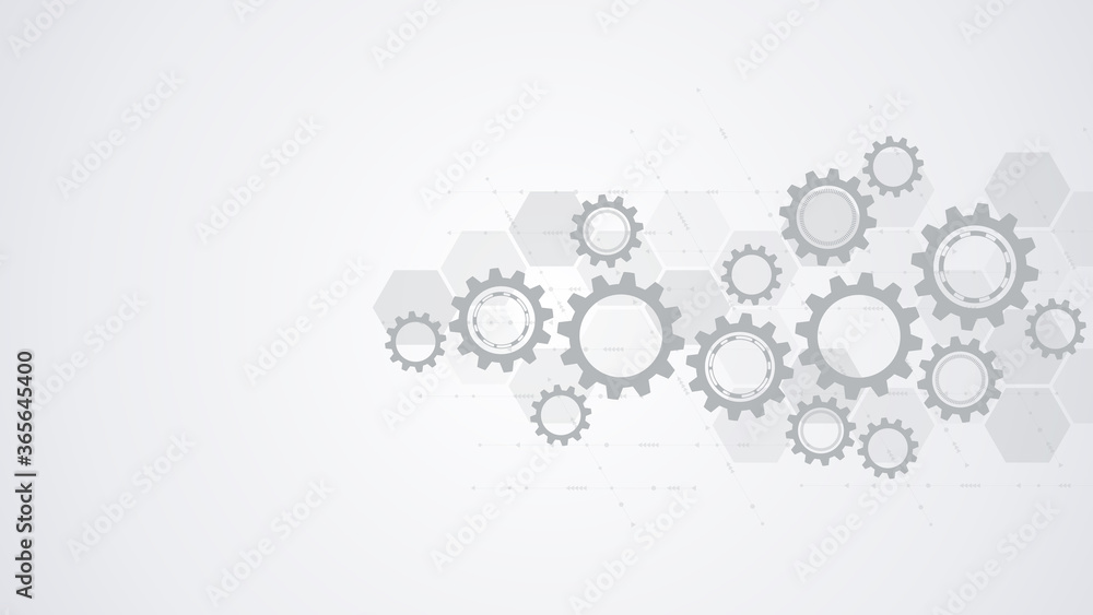Aufkleber cogs and gear wheel mechanisms. hi-tech digital technology and engineering. abstract technical backg