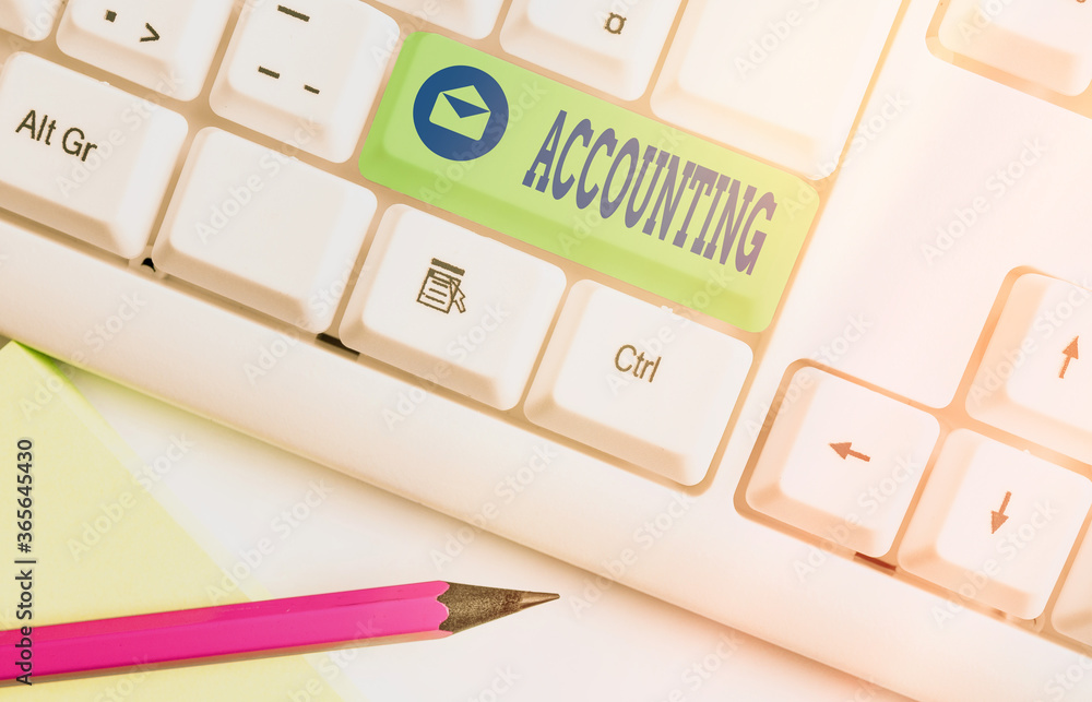 Poster text sign showing accounting. business photo showcasing the documentation of financial transactions 