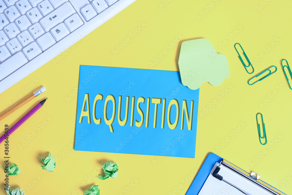 Poster text sign showing acquisition. business photo text typically purchased or obtained through a library