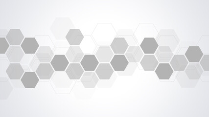 Abstract background with geometric shapes and hexagon pattern. Illustration for medicine, technology or science design.