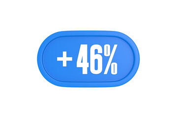 46 Percent increase 3d sign in light blue color isolated on white background, 3d illustration.