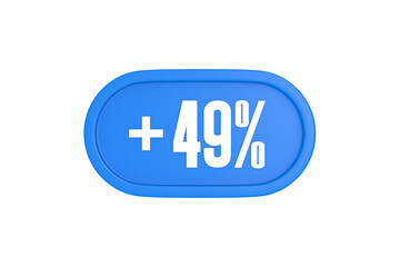 49 Percent increase 3d sign in light blue color isolated on white background, 3d illustration.