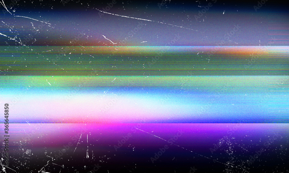 Fototapete abstract background with copy space for text, old tv scan line monitor for glitch overlay, rainbow c