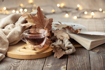 Cozy autumn still life in a homely atmosphere.