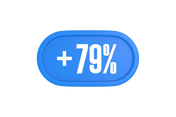 79 Percent increase 3d sign in light blue color isolated on white background, 3d illustration.
