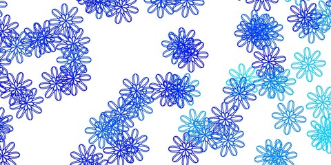 Light BLUE vector doodle pattern with flowers.