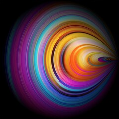 Abstract 3d circle illustration background with glowing lines and curvy colorful