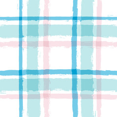 Gingham seamless pattern. watercolor strokes texture for textile: shirts, plaid, tablecloths, clothes, blankets, paper, makeup. vector checkered summer print