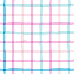Gingham seamless pattern. watercolor strokes texture for textile: shirts, plaid, tablecloths, clothes, blankets, paper, makeup. vector checkered summer print