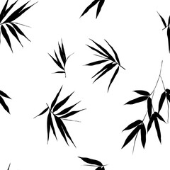 Set of bamboo isolated on white background. Seamless vector illustration.