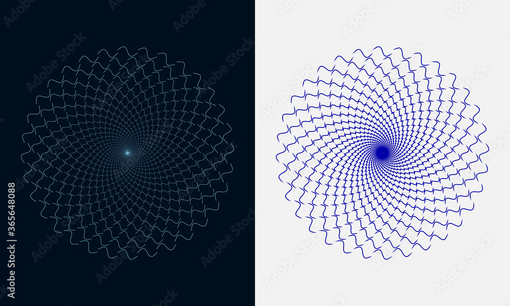 Poster abstract background with waves in circle. halftone sea design.