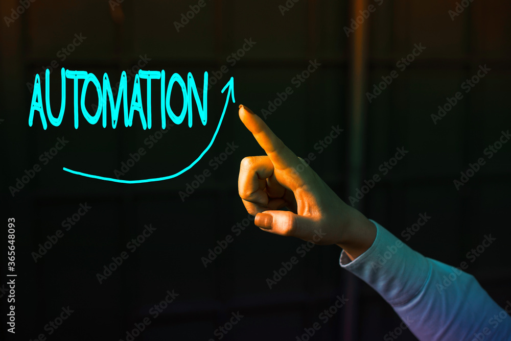 Aufkleber conceptual hand writing showing automation. concept meaning equipment in production systems or other