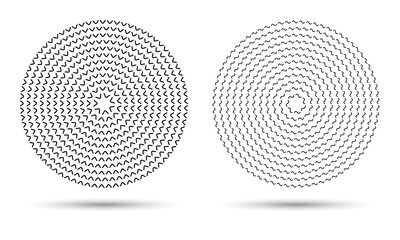 Modern abstract background. Halftone waves in circle form. Round logo. Vector design element or icon.