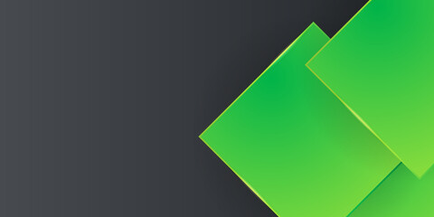 Abstract 3d presentation background with green and dark gray black paper layers