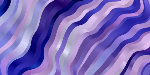 Light Pink, Blue vector pattern with curved lines. Abstract illustration with gradient bows. Template for cellphones.