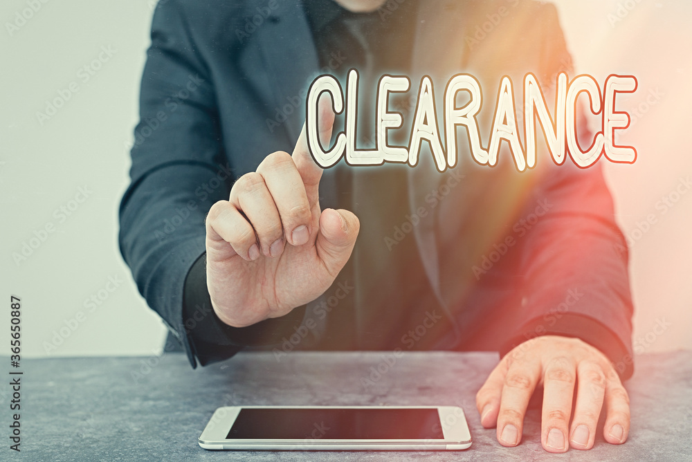 Poster text sign showing clearance. business photo text action or method to remove or distribute something 