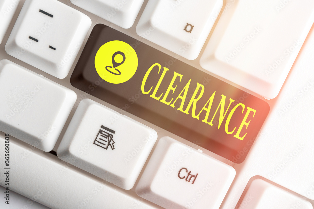Poster writing note showing clearance. business concept for action or method to remove or distribute someth