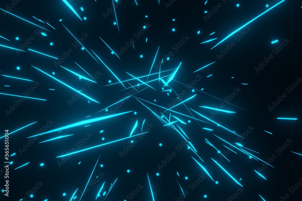 Poster abstract background blue particle explosion shock waves 3d rendering