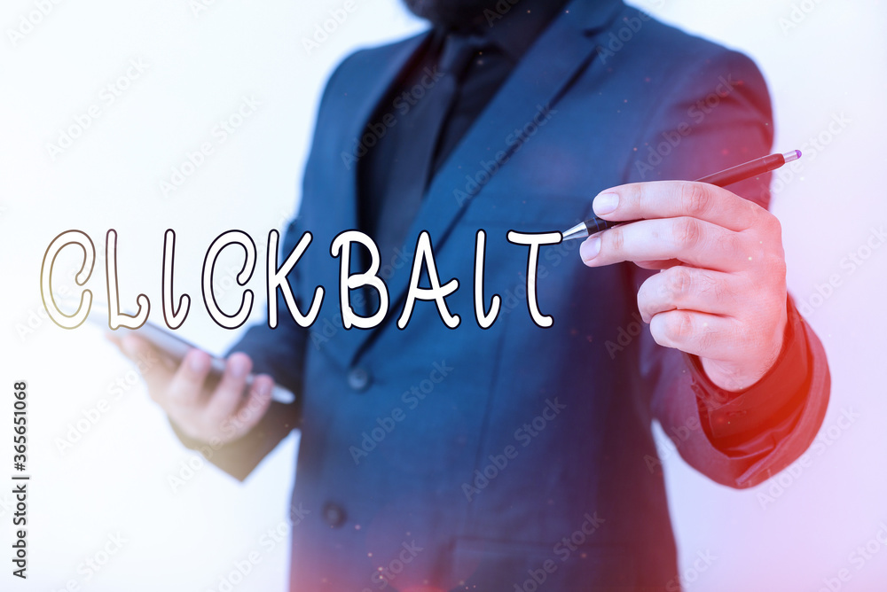Poster handwriting text writing clickbait. conceptual photo the main purpose is to attract attention to a p