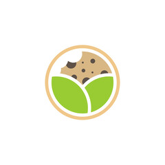 Cookies with Leaf Logo Design Vector Template, Icon Symbol, Creative design concepts