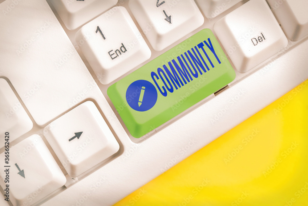 Poster text sign showing community. business photo text group of showing living in one place having a chara
