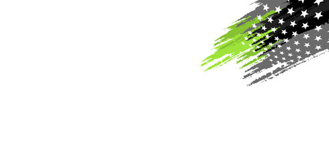 Obraz premium Green black white abstract presentation background with brushes paint and star. Simple green white abstract background geometry shine and layer element vector for presentation design.