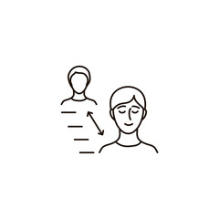 Distance keeping by people vector stroke icon