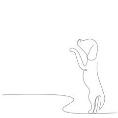 Cute puppy on white background line drawing. Vector illustration
