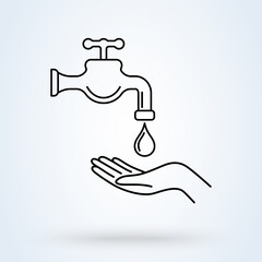 Wash your hands illustration in line design style. Perfect icon for prevention of virus infection, sanitary and hygiene concept.