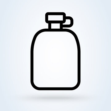 Army water canteen icon illustration in line design style. Water container, flask symbol.