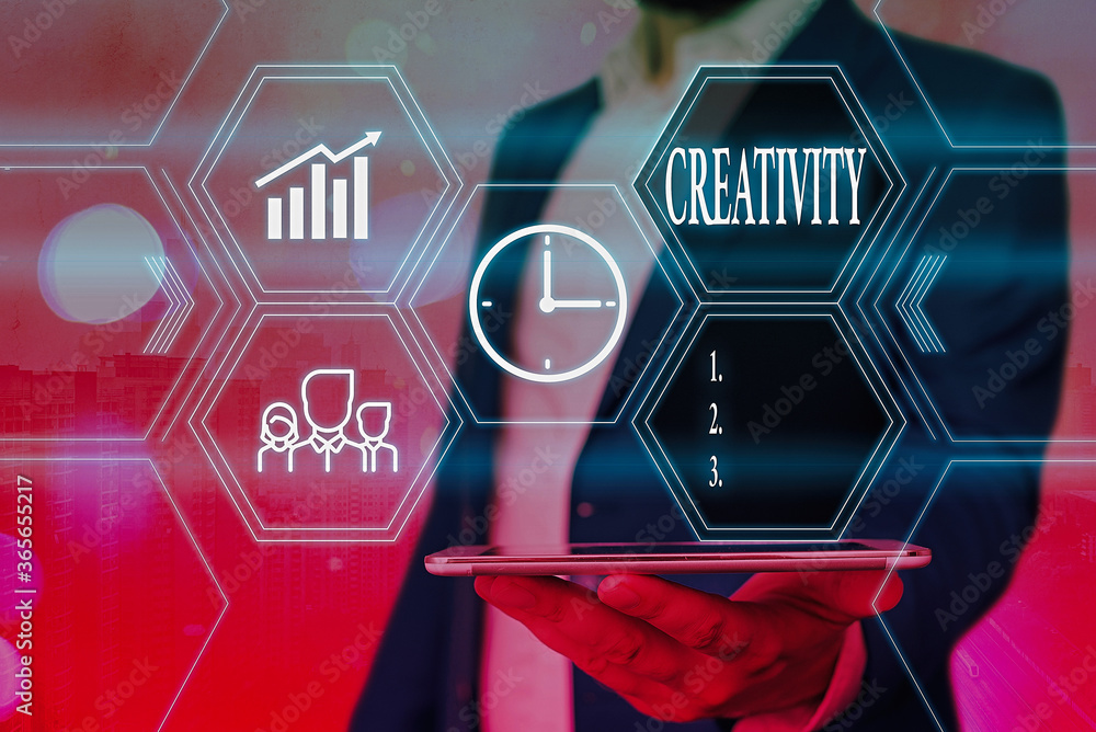 Poster word writing text creativity. business photo showcasing the imagination of original ideas in particu