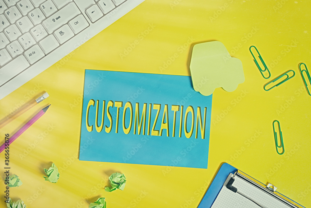 Poster text sign showing customization. business photo text modifying something that would suit in an indiv
