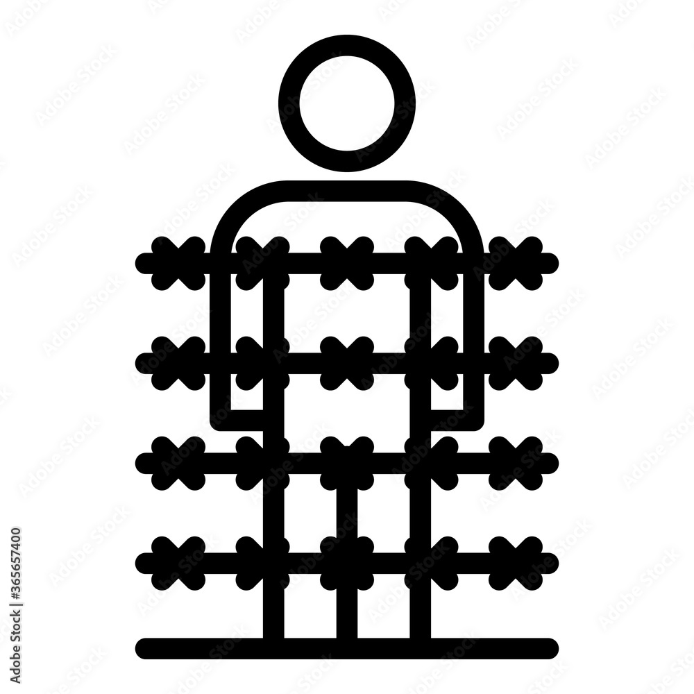 Poster immigrant behind wire spike icon. outline immigrant behind wire spike vector icon for web design iso