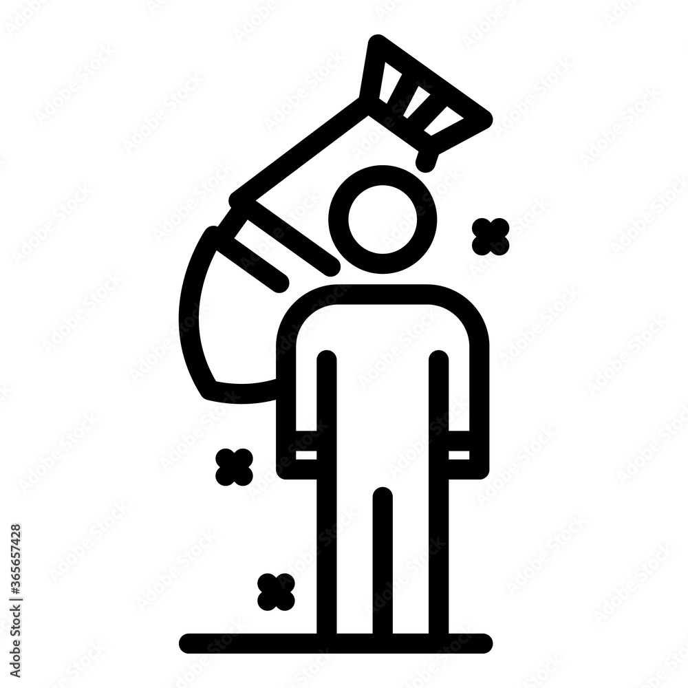 Poster immigrant under bomb attack icon. outline immigrant under bomb attack vector icon for web design iso