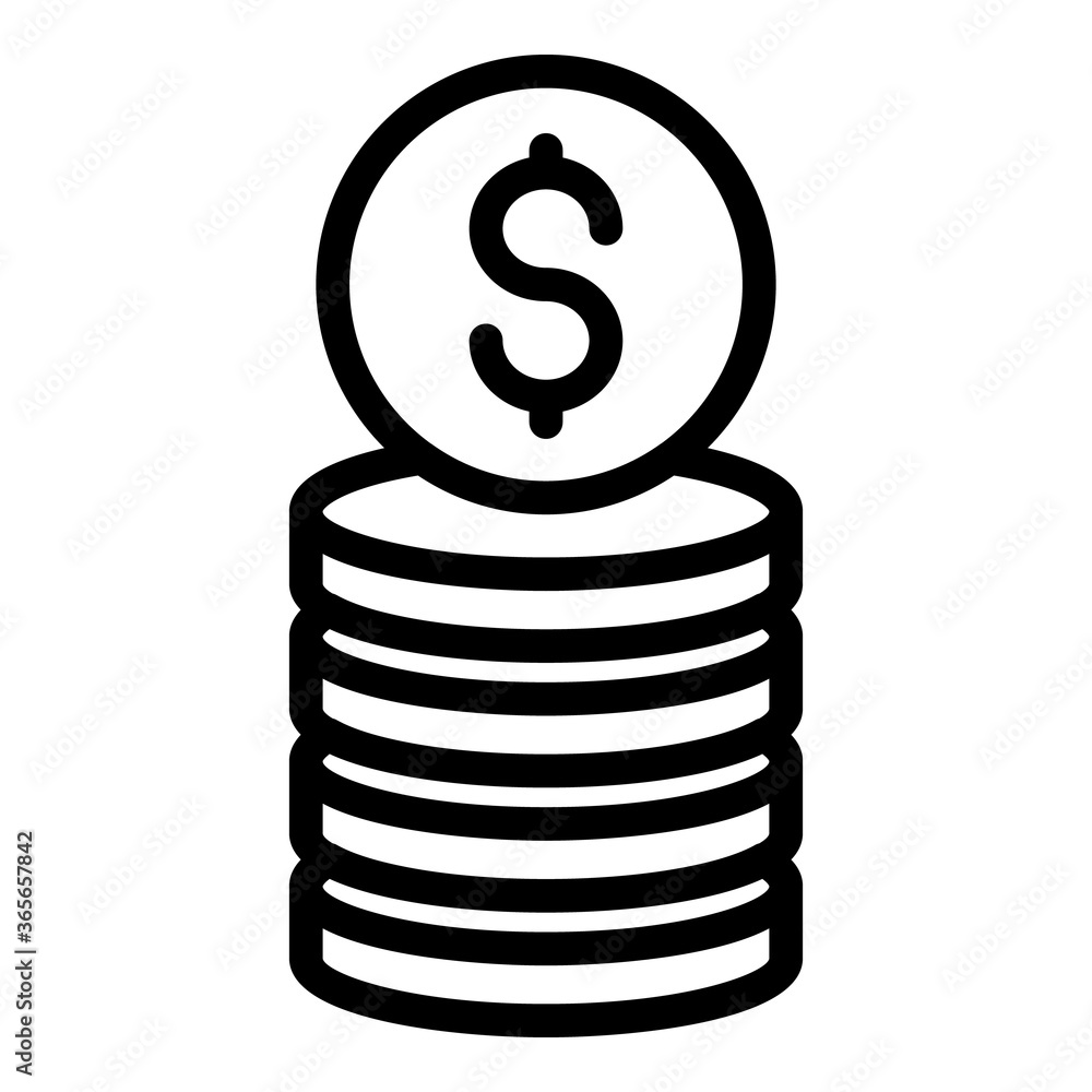 Poster credit coin stack icon. outline credit coin stack vector icon for web design isolated on white backg
