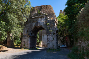 The Arch of Drusus is not a triumphal arch but an element of the Antonian aqueduct which fed the Terme of Caracalla. It is located at the entrance of the ancient Appian way, Appia antica, Rome, Italy.