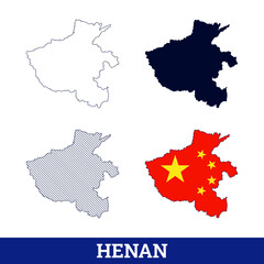 China State Henan Map with flag vector