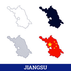 China State Jiangsu Map with flag vector